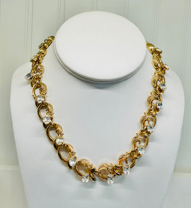 Trifari 3 Piece Gold and Rhinestone Set Jewelry Bloomers and Frocks